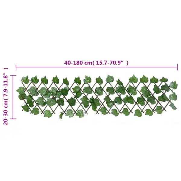 Pikendatav aiavõre kunstviinamarjalehtedega, roheline, PVC ja puit, 40–180 x 20–30 cm - 6