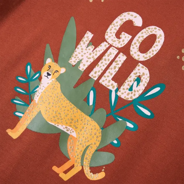 Pikkade varrukatega lastesärk loomakujundusega, konjakipruun, 104 – 4