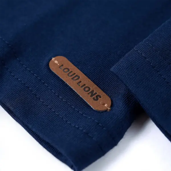 Pikkade varrukatega lastesärk dinosaurusega, tumesinine, 100% puuvill, suurus 128 (7–8 a) – 5