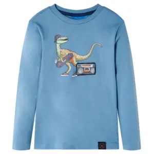 Pikkade varrukatega lastesärk dinosaurusetrükiga, sinine, 100% puuvill, suurus 104