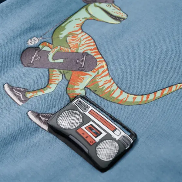 Pikkade varrukatega lastesärk dinosaurusetrükiga, sinine, 100% puuvill, suurus 104 - 4