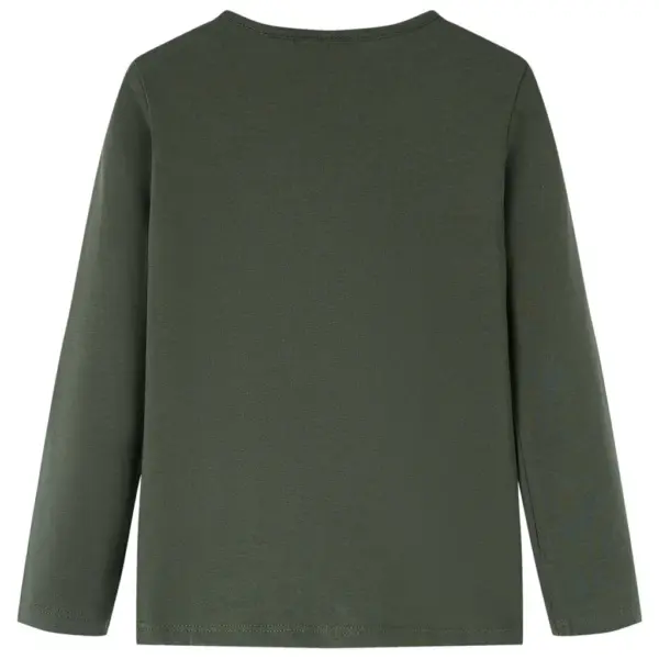 Pikkade varrukatega lastesärk kassiprindiga, khaki, suurus 104 – 2