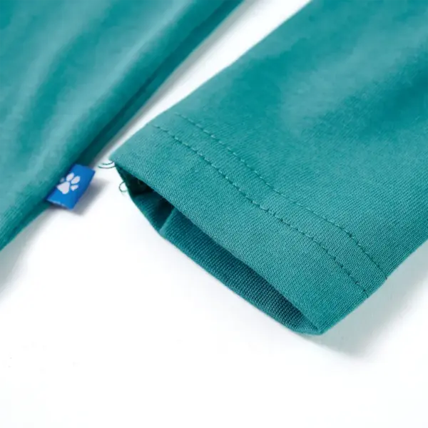 Pikkade varrukatega lastesärk rebasepildiga, rohekas-sinine, 116 – 5