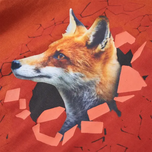 Pikkade varrukatega lastesärk rebasepildiga, hele rooste, 104 – 4