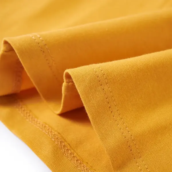 Pikkade varrukatega lilletrükiga lastesärk volangidega, tume ooker, suurus 128 – 6