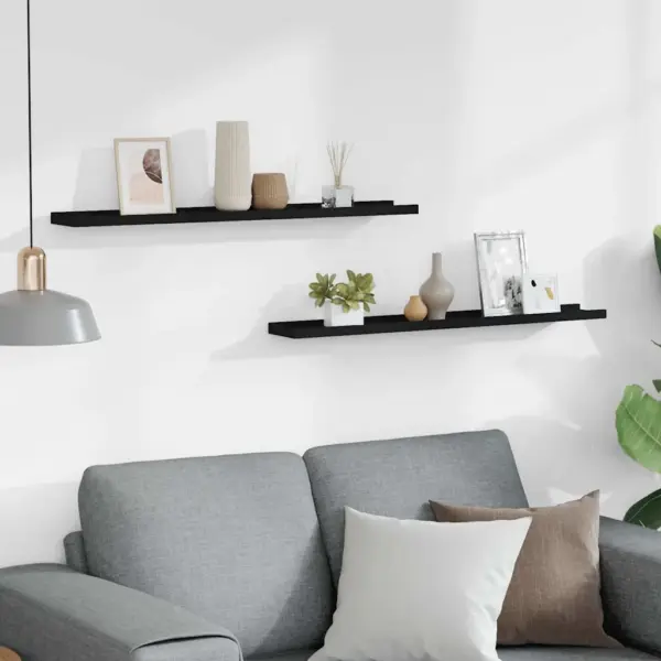 Pildiraamide seinariiulid U-kujulise disainiga, must MDF, 2 tk, 80 x 9 x 3 cm – 3