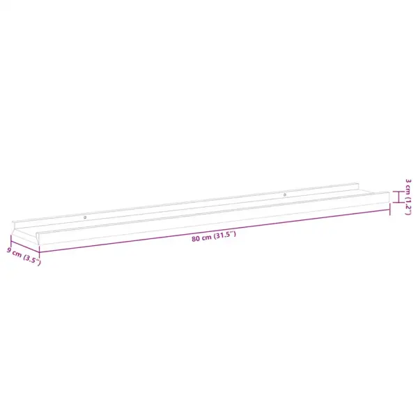 Pildiraamide seinariiulid U-kujulise disainiga, must MDF, 2 tk, 80 x 9 x 3 cm – 10