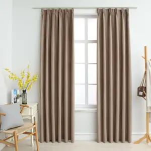 Pimendavad kardinad metallkonksudega, hallikaspruun, 2 tk, 140 x 175 cm