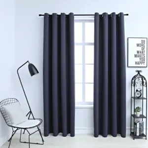Pimendavad kardinad metallrõngastega, 2 tk, antratsiithall, 140 x 175 cm