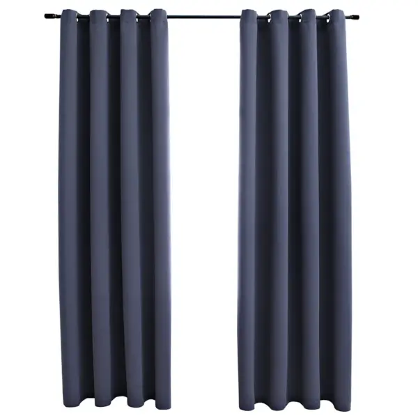 Pimendavad kardinad metallrõngastega, 2 tk, antratsiithall, 140 x 175 cm - 2