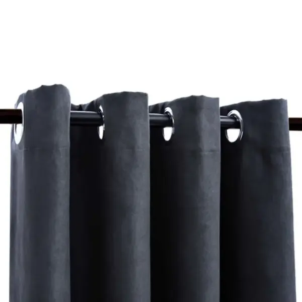 Pimendavad kardinad metallrõngastega, 2 tk, antratsiithall, seemisnahkse pinnaga polüester, 140 x 175 cm – 3