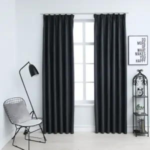 Pimendavad kardinad metallkonksudega, 2 tk, antratsiithall, 140 x 245 cm