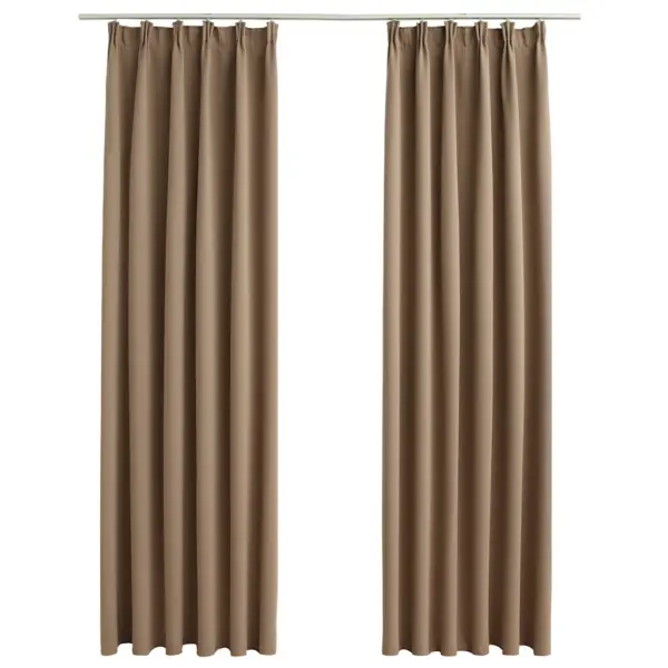 Pimendavad kardinad metallkonksudega, 2 tk, hallikaspruun, 140 x 225 cm - 2