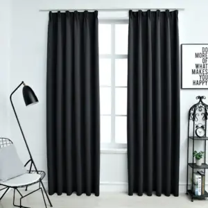 Pimendavad kardinad metallkonksudega, must, 2 tk, 140 x 245 cm