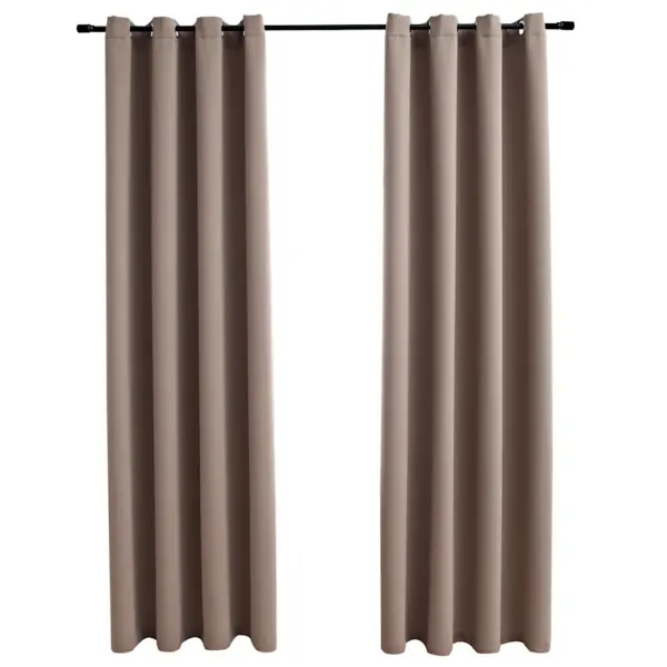 Pimendavad kardinad metallrõngastega, 2 tk, hallikaspruun, 140 x 175 cm - 2