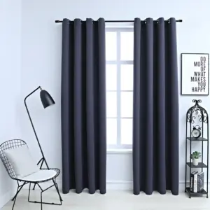 Pimendavad kardinad metallrõngastega, 2 tk, antratsiithall, 140 x 225 cm