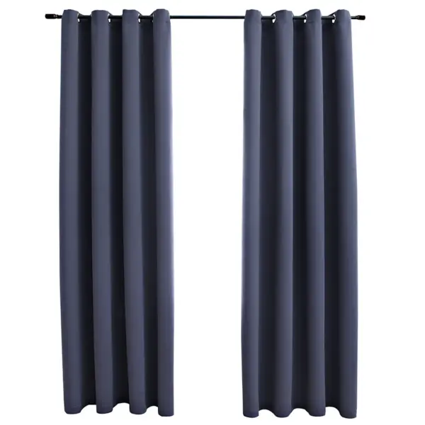 Pimendavad kardinad metallrõngastega, 2 tk, antratsiithall, 140 x 225 cm – 2