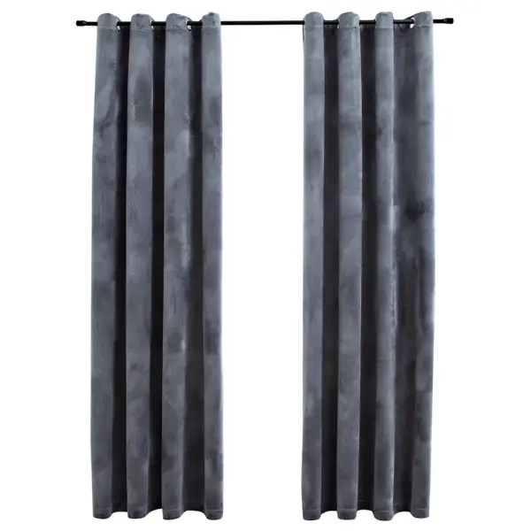 Pimendavad sametkardinad rõngastega, 2 tk, antratsiithall, 140 x 225 cm - 2