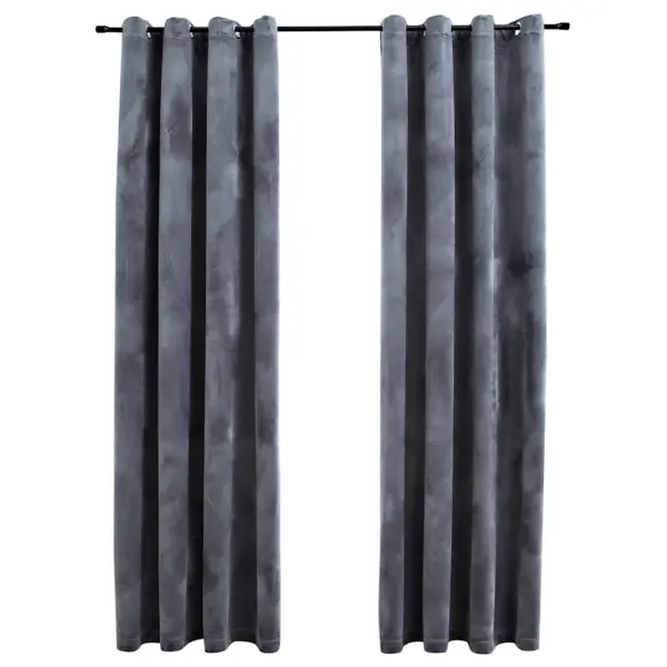 Pimendavad sametkardinad rõngastega, 2 tk, antratsiithall, 140 x 245 cm - 2
