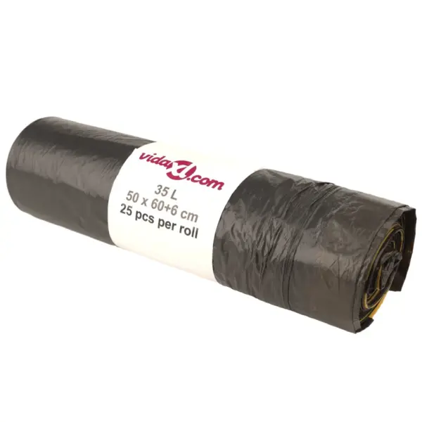 Pingutusnööriga prügikotid 35 l, must, 250 tk – 2