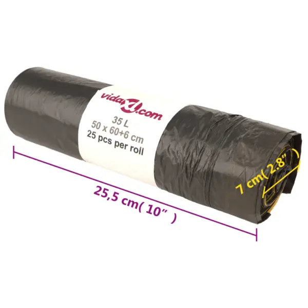 Pingutusnööriga prügikotid 35 l, must, 250 tk – 8