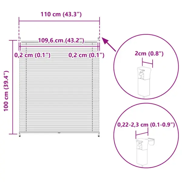 Plisseekardin 110 x 100 cm, valge, kreppkangas, klambritega – 10
