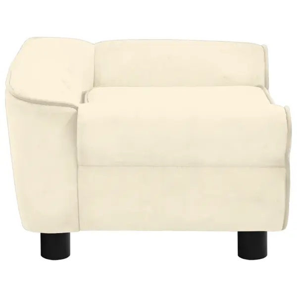 Plüüsist koertediivan väikestele koertele ja kassidele, kreemjasvalge, kuusepuidust raamiga, 72 x 45 x 30 cm – 7