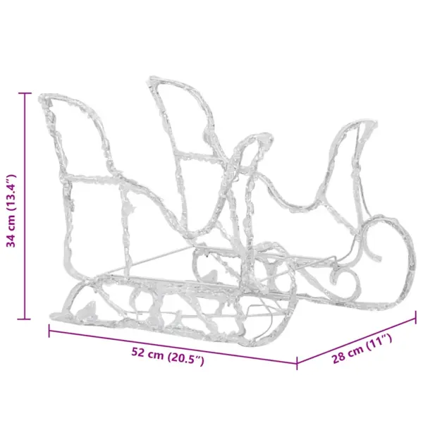 Põhjapõdrad saaniga LED jõulukaunistus, külm valge, 160 LEDi, 130 cm, akrüül – 10