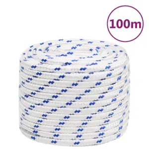 Punutud polüpropüleenist paadiköis, valge, 18 mm, 100 m