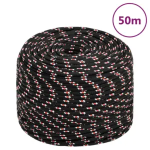 Polüpropüleenist paadiköis, must, 6 mm, 50 m