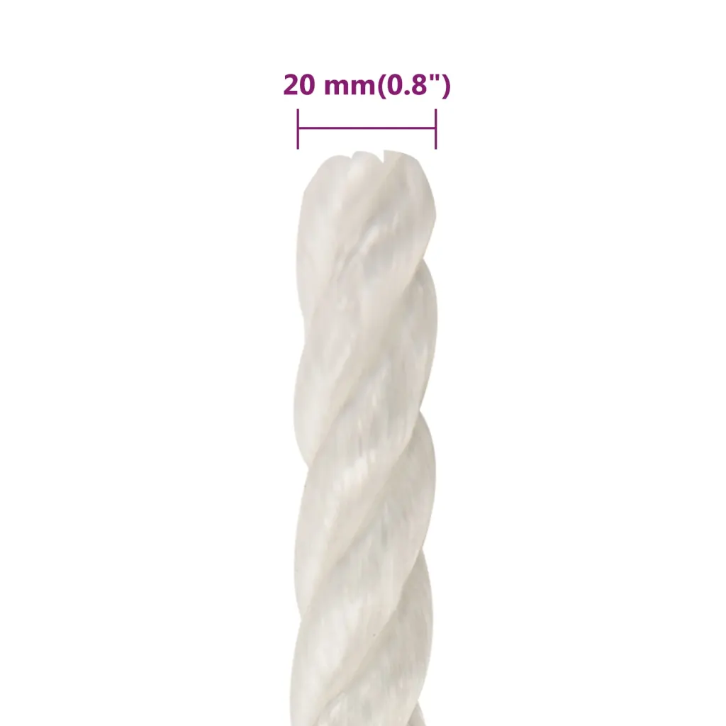 Töököis polüpropüleenist, valge, 20 mm, 25 m