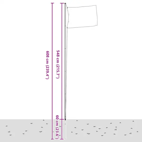 Poola lipp teleskoopilise alumiiniumist lipumastiga, 6,08 m – 6