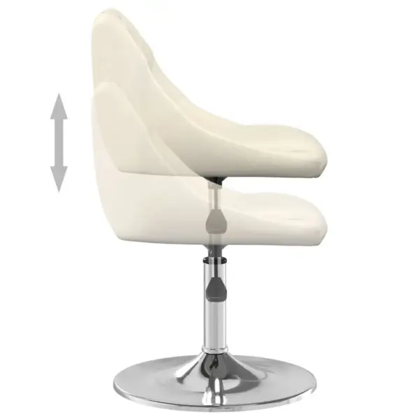 Pööratavad sametist söögitoolid gaasitõstega, 6 tk, kreemjasvalge, kroomitud terasraam – 6