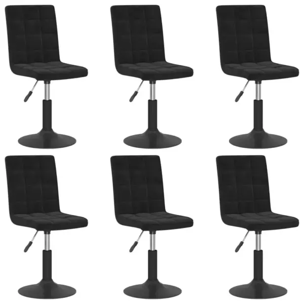 Pööratavad sametist söögitoolid gaasitõstega, must, 6 tk – 2