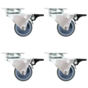 Pöördrattad topeltpiduritega, 4 tk, hall, 50 mm, 100 kg