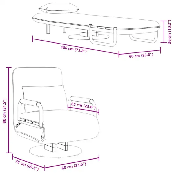 Pöörlev tugitool-diivanvoodi, tumehall kangas, 60 x 75 x 80 cm – 11