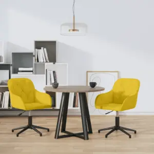 Pööratavad sametist söögitoolid käetugedega, 2 tk, kollane