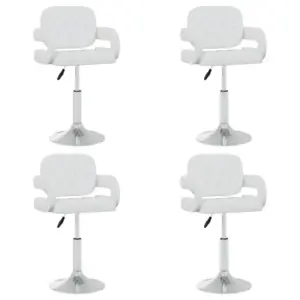 Pöörlevad söögitoolid, 4 tk, valge kunstnahk, gaasitõstega