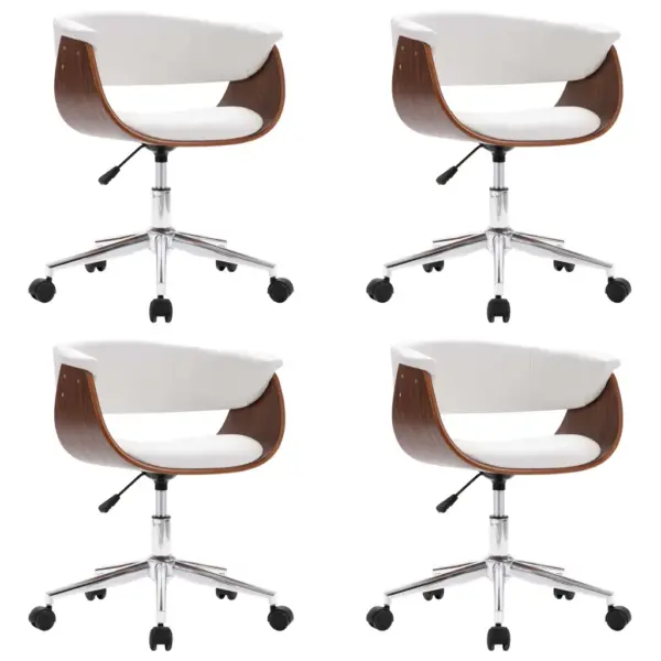 Pöörlevad söögitoolid rataste ja kõrguse reguleerimisega, 4 tk, valge kunstnahk – 2