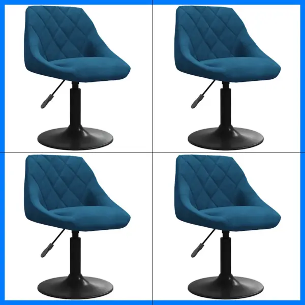 Pöörlevad söögitoolid gaasitõstega, 4 tk, sinine sametpolster – 2