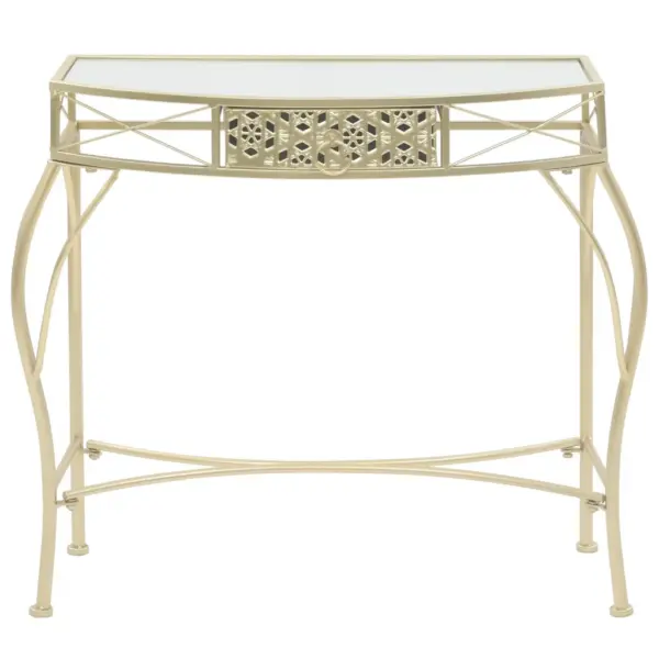 Prantsuse stiilis kuldne lisalaud sahtliga, metall ja klaas, 82 x 39 x 76 cm – 2