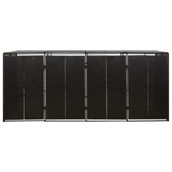 Prügikastide kuur 4 ratastega kastile, must PE-rotang, 274 x 80 x 117 cm – 4