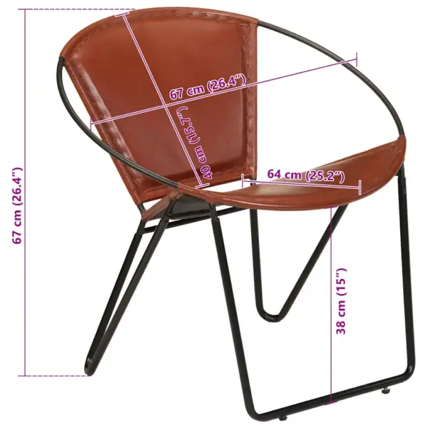 Ringikujuline pruun puhketool ehtsast kitsenahast ja terasraamiga, 69 x 69 x 69 cm – 9