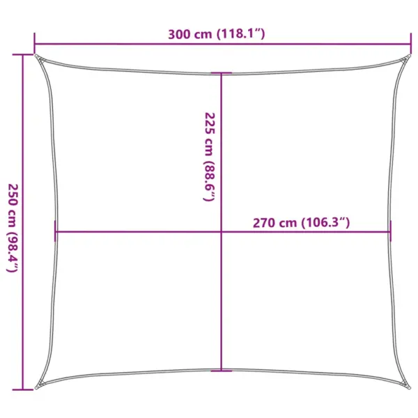 Ristkülikukujuline pruun HDPE päikesevari, 2,5 x 3 m, 160 g/m² – 10