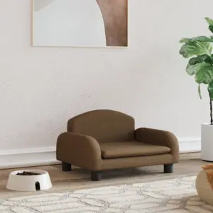 Pruun kangast koeradiivan väikestele koertele, männipuidust raamiga, 50 x 40 x 30 cm