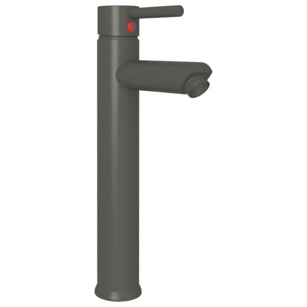 Ümmargune tööpinnale paigaldatav valamu kraani ja lükatava äravoolukorgiga, pruun karastatud klaas, 42 x 13 cm – 3