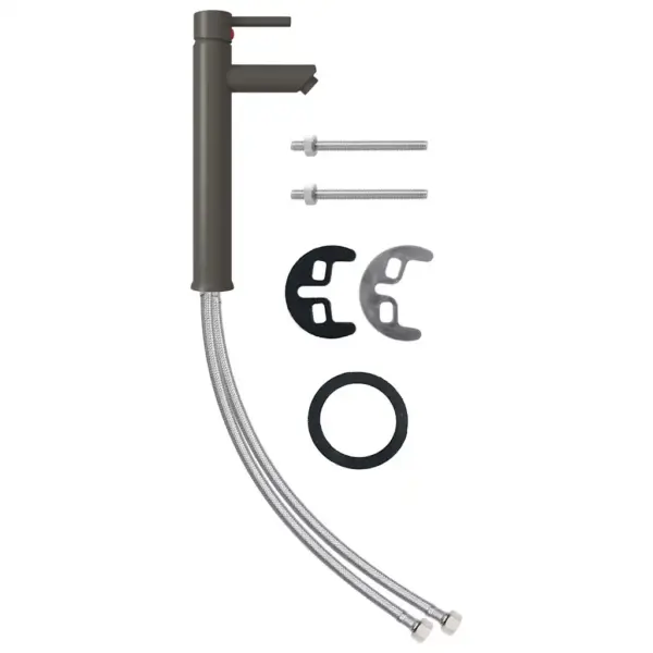 Ümmargune tööpinnale paigaldatav valamu kraani ja lükatava äravoolukorgiga, pruun karastatud klaas, 42 x 13 cm – 5