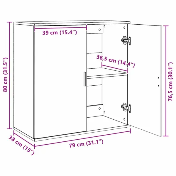 Kõrvalkapp 2 uksega, pruun tehispuit, 79 x 38 x 80 cm – 8