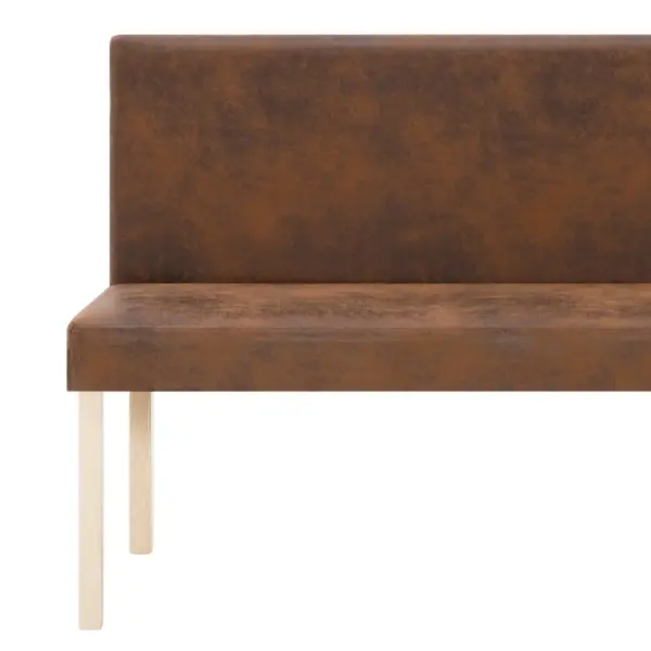 Polsterdatud pink seljatoega, pruun kunstseemisnahk, männipuidust raam, 139,5 cm – 6