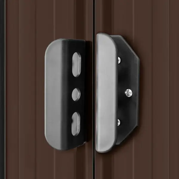 Metallist aiakuur topelt lükanduste ja ventilatsiooniavadega, pruun, 257 x 298 x 178 cm – 8